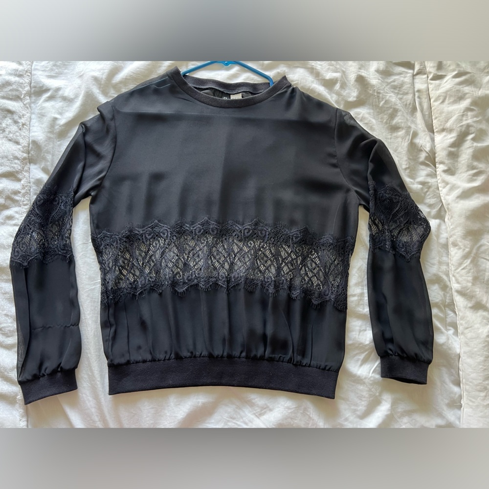 Black long sleeve sheer top